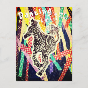 Dancing zebra funky mixed media postcard