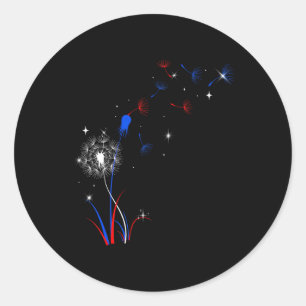 Dandelion 4th Of July Cute Flower American Patriot Classic Round Sticker