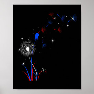 Dandelion 4th Of July Cute Flower American Patriot Poster