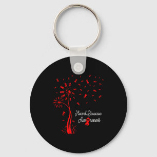 Dandelion & Red Ribbons Flying Out Heart Disea Key Ring