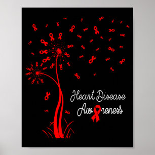 Dandelion &amp; Red Ribbons Flying Out Heart Disea Poster