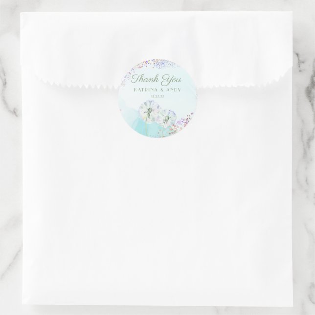 Dandelion and Glitter Thank You Favour Labels  (Bag)