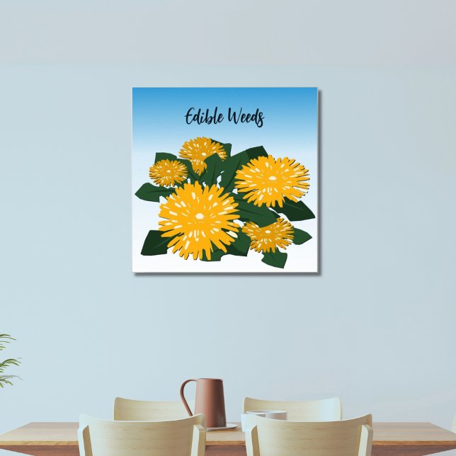 Dandelion Bed Edible Weeds Yellow Poster (Edible Weeds)