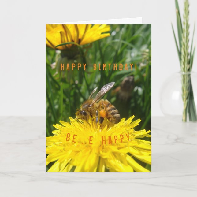 Dandelion Bee Happy Card (Front)