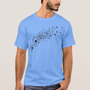 Dandelion Birds Flowers Lover Make A Wish Dandelio T-Shirt
