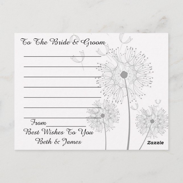 Dandelion Blossoms Vines Best Wishes Newly Weds Postcard (Back)