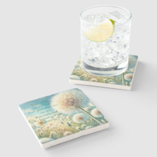 Dandelion Blowball & Quote #2 Stone Coaster