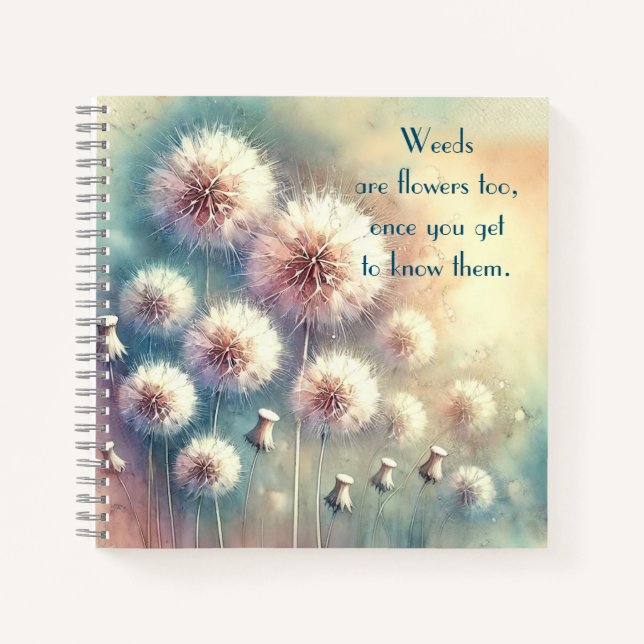 Dandelion Blowball & Quote	 Notebook (Front)