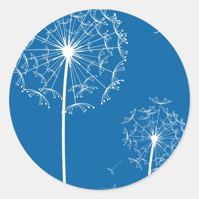 dandelion blue classic round sticker (Front)