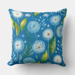 dandelion blue pattern cushion