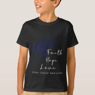 Dandelion Blue Ribbon Faith Hope Love Colon Cancer T-Shirt