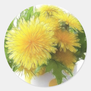Dandelion Bouquet Classic Round Sticker