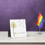 Dandelion Break Free Plaque<br><div class="desc">Rainbow seeds break away from a plain dandelion with Break Free text. Be your rainbow self.</div>