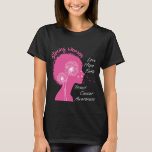 Dandelion Breast Cancer Awareness Pink Ribbon  T-Shirt