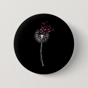 Dandelion Breast Cancer Awareness Warrior Pink Rib 6 Cm Round Badge