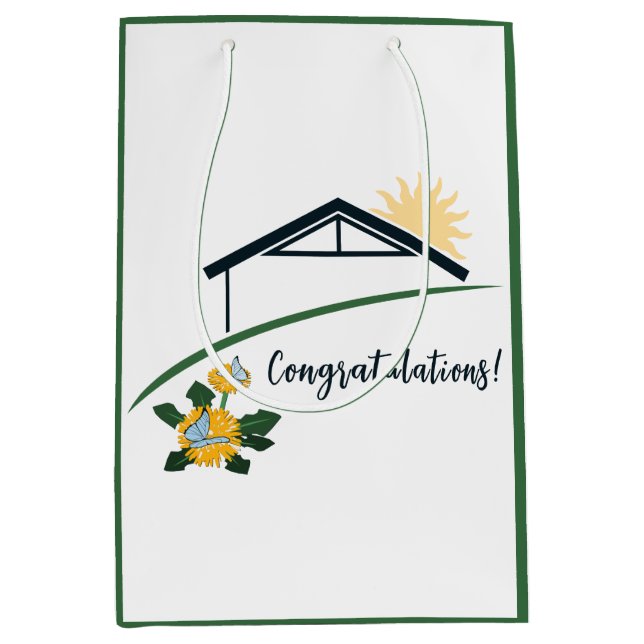 Dandelion Butterflies Congratulations on New Home Medium Gift Bag (Front)