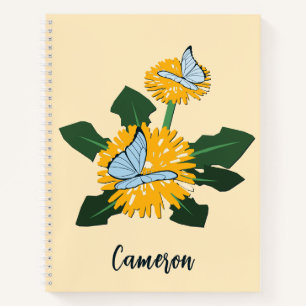 Dandelion Butterflies Custom Name CTA QR Code Notebook