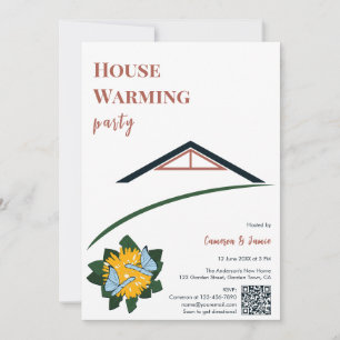 Dandelion Butterflies Housewarming Party QR Code Invitation