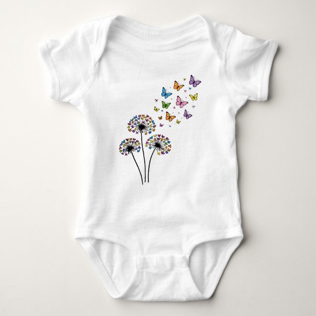 Dandelion butterfly flow baby bodysuit (Front)