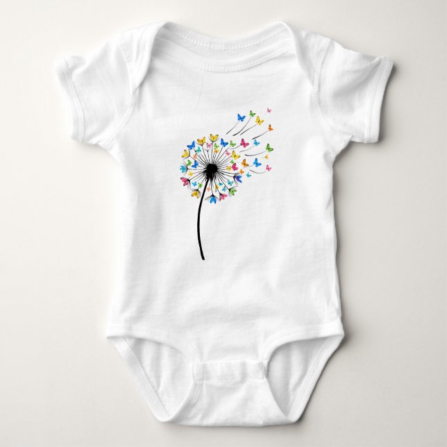 Dandelion butterfly flow baby bodysuit (Front)