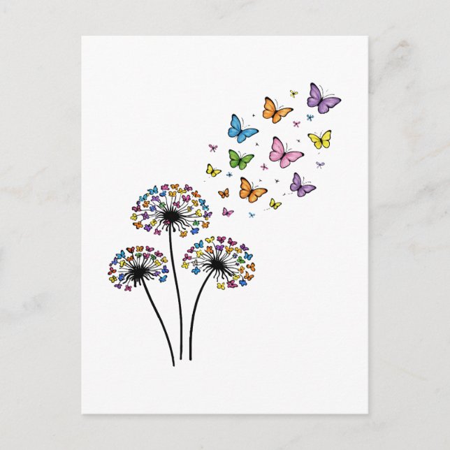Dandelion butterfly flow postcard (Front)