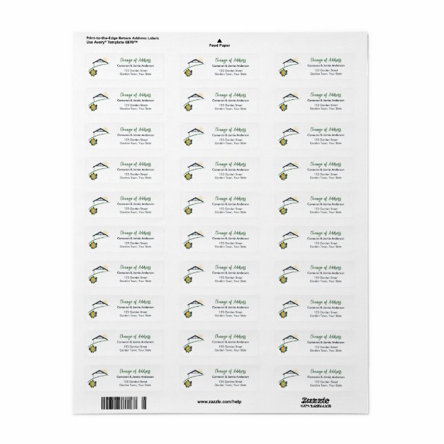 Dandelion Butterfly Home Sweet Home Return Address (Full Sheet)
