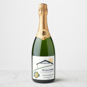 Dandelion Butterfly welcome to Our New Home Party Sparkling Wine Label