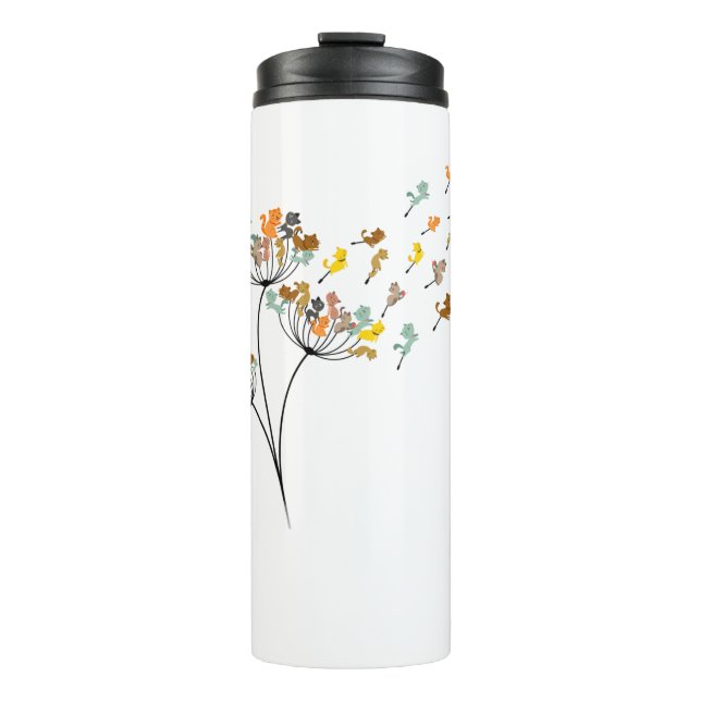 Dandelion Cats Flower Colourful Pet Cat Thermal Tumbler (Front)