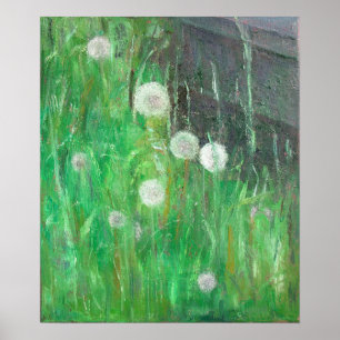 Dandelion Clocks in Grass 2008 oil on canvas Poster