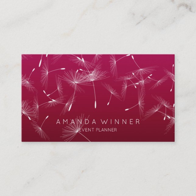 Dandelion Confetti Rubin Pastel Ombre Event Planne Business Card (Front)