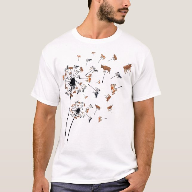 Dandelion Cow Flower  Floral Cow Heifers T-Shirt (Front)