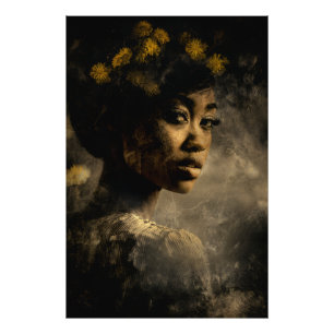 Dandelion Crown Melanin Glow Portrait Photo Print