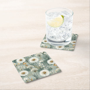 Dandelion Design Series #3 Square Paper Coaster