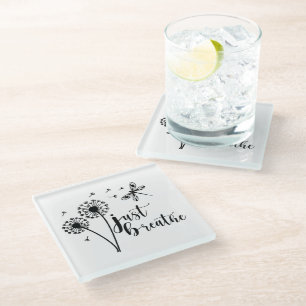 Dandelion Dragonfly Just Breathe Beverage Coaster