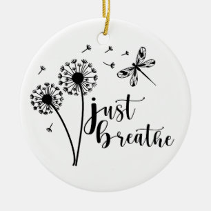 Dandelion Dragonfly Just Breathe Ceramic Tree Decoration