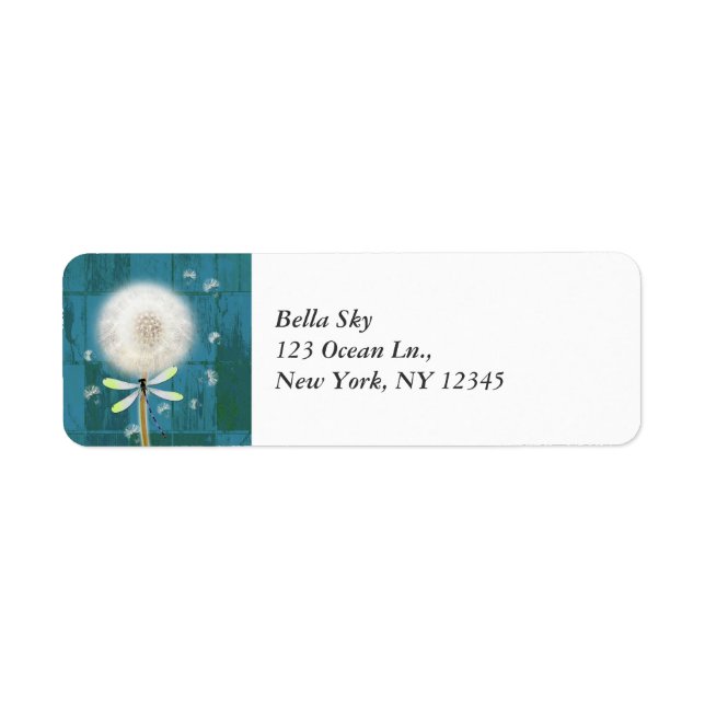 Dandelion dragonfly rustic blue barn wood (Front)