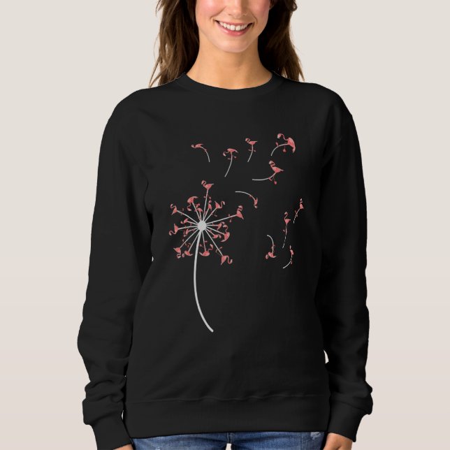 Dandelion Exotic Bird Zoo Animal Tropical Flamingo Sweatshirt (Front)