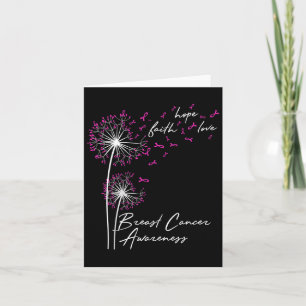 Dandelion Faith Hope Love Breast Cancer Awareness Card