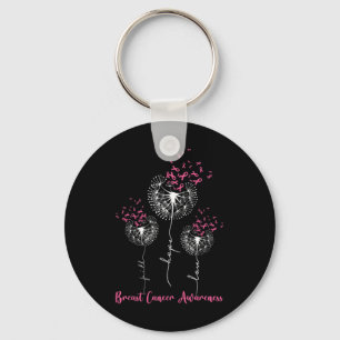 Dandelion Faith Hope Love Breast Cancer Awareness Key Ring