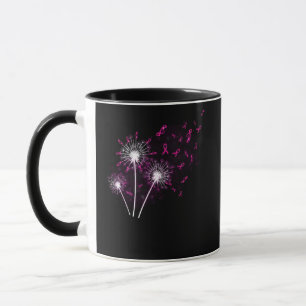 Dandelion Faith Hope Love Breast Cancer Pink Mug