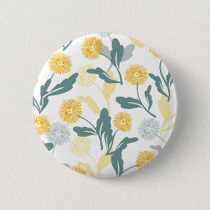 Dandelion floral pattern white ver 6 cm round badge