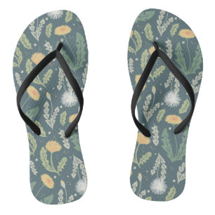 Dandelion Floral Weed Pattern Jandals