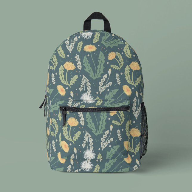 Dandelion Floral Weed Pattern Printed Backpack (Dandelion Pattern Backpack)