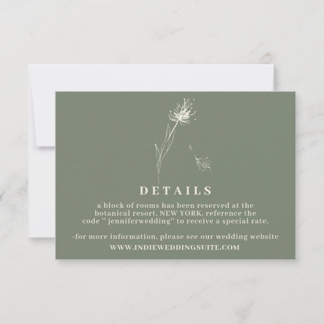 Dandelion Flower Boho Sage Simple Wedding Invitation (Front)