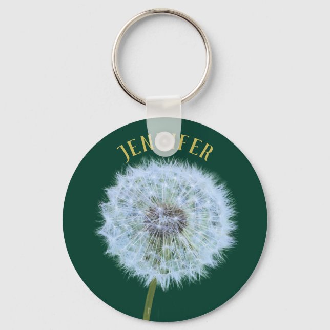 Dandelion Flower Dandelion Clock Personalised Key Ring (Front)