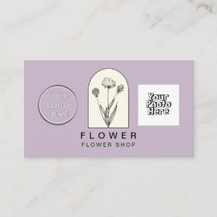 Dandelion Flower Florist Floral logo photo qr code Business Card
