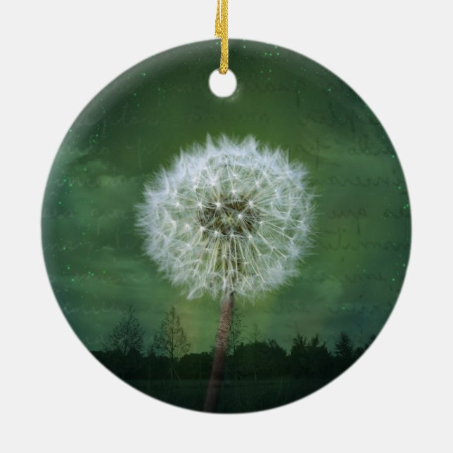 Dandelion Flower Fluff Starry Sky Art Ceramic Tree Decoration (Back)