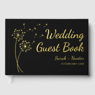 Dandelion Flower Gold Foil Wedding Guest Book