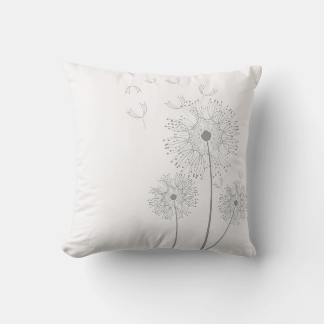 Dandelion flower on pure white cushion (Front)