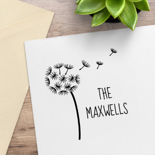 Dandelion Flower Parachutes Family Name Rubber Stamp